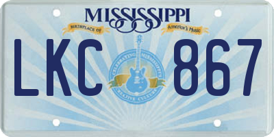 MS license plate LKC867