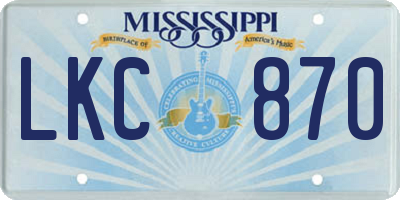 MS license plate LKC870