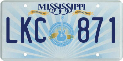 MS license plate LKC871