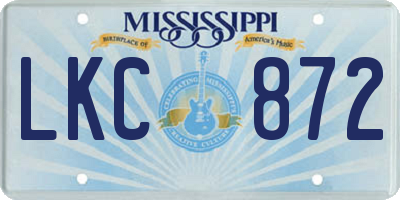 MS license plate LKC872