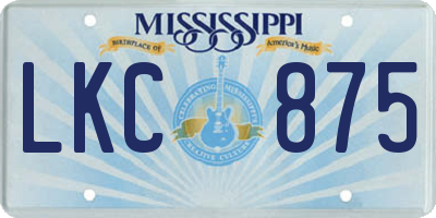 MS license plate LKC875
