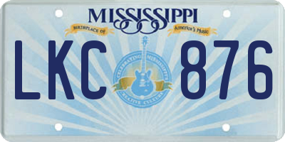 MS license plate LKC876