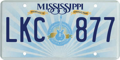 MS license plate LKC877