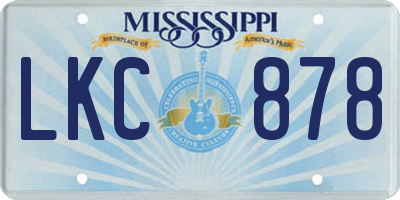 MS license plate LKC878