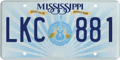 MS license plate LKC881