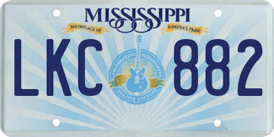 MS license plate LKC882