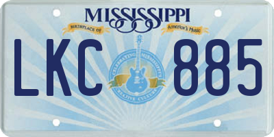 MS license plate LKC885