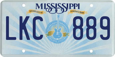 MS license plate LKC889