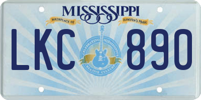 MS license plate LKC890