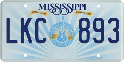 MS license plate LKC893