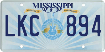 MS license plate LKC894