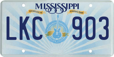 MS license plate LKC903