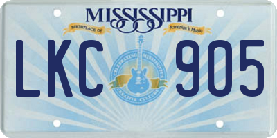 MS license plate LKC905