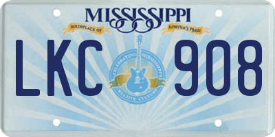 MS license plate LKC908