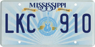 MS license plate LKC910