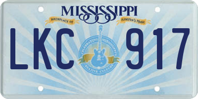 MS license plate LKC917