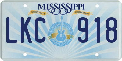 MS license plate LKC918