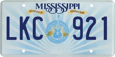 MS license plate LKC921