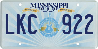 MS license plate LKC922