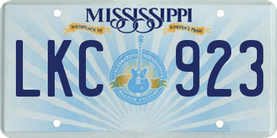 MS license plate LKC923