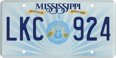 MS license plate LKC924