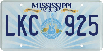 MS license plate LKC925