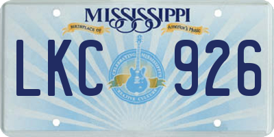 MS license plate LKC926