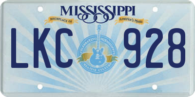 MS license plate LKC928