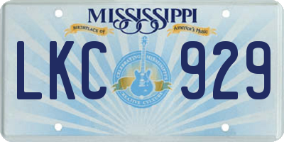 MS license plate LKC929