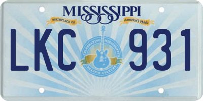 MS license plate LKC931