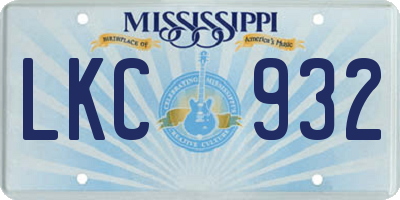 MS license plate LKC932