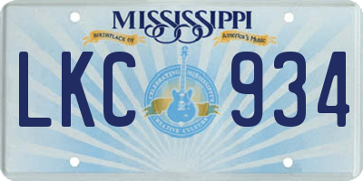 MS license plate LKC934