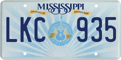 MS license plate LKC935