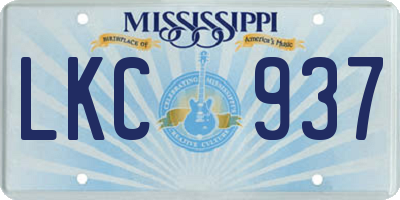 MS license plate LKC937