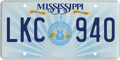 MS license plate LKC940