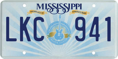 MS license plate LKC941