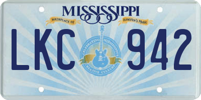 MS license plate LKC942