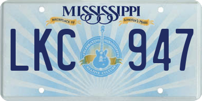 MS license plate LKC947