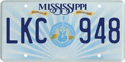 MS license plate LKC948