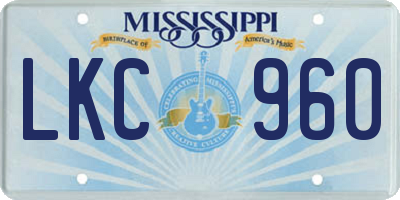 MS license plate LKC960