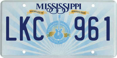MS license plate LKC961