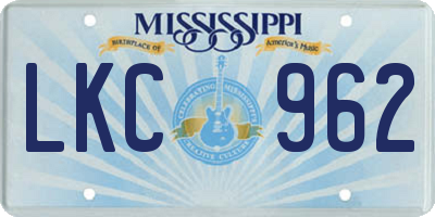 MS license plate LKC962