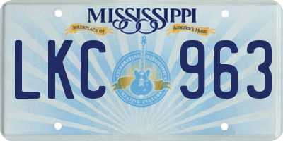 MS license plate LKC963