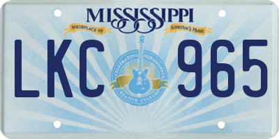 MS license plate LKC965