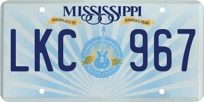 MS license plate LKC967