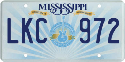 MS license plate LKC972