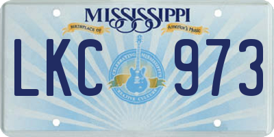 MS license plate LKC973