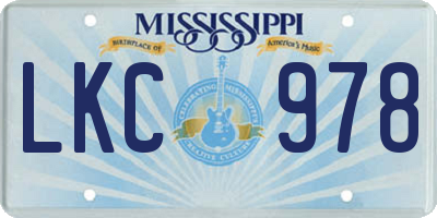 MS license plate LKC978