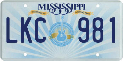 MS license plate LKC981