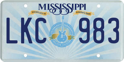 MS license plate LKC983
